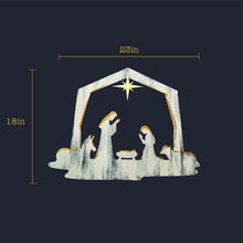 Load image into Gallery viewer, Christmas Nativity Wall Art, Handpainted 3D Wall Decor, 18x23 Inches, White with Gold Paint
